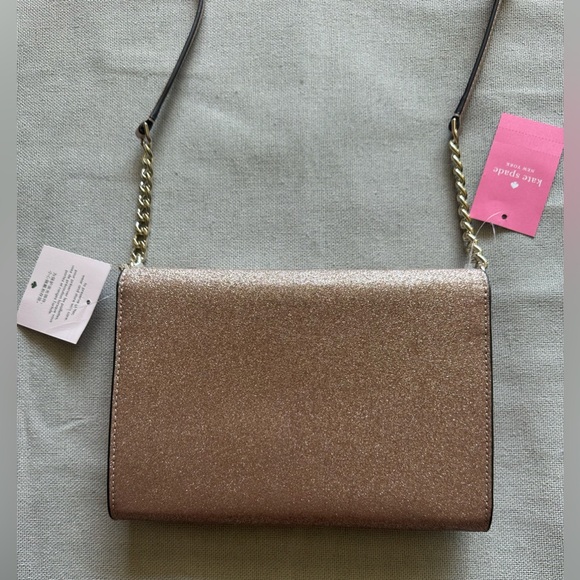 Kate Spade Tinsel Flap Rose Gold Crossbody Purse - Picture 4 of 11